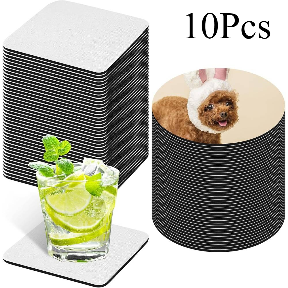 Coaster Sublimation Blank - Juego de 10 posavasos en blanco