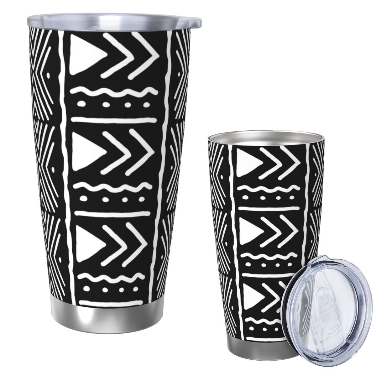 Tumbler 20Oz White - Vaso de acero inoxidable con patrón