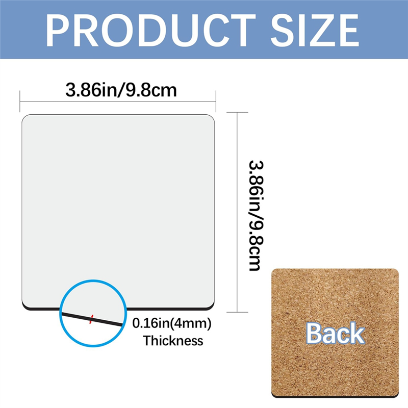 Coaster Sublimation Blank - Posavasos de sublimación HGHO para coche,