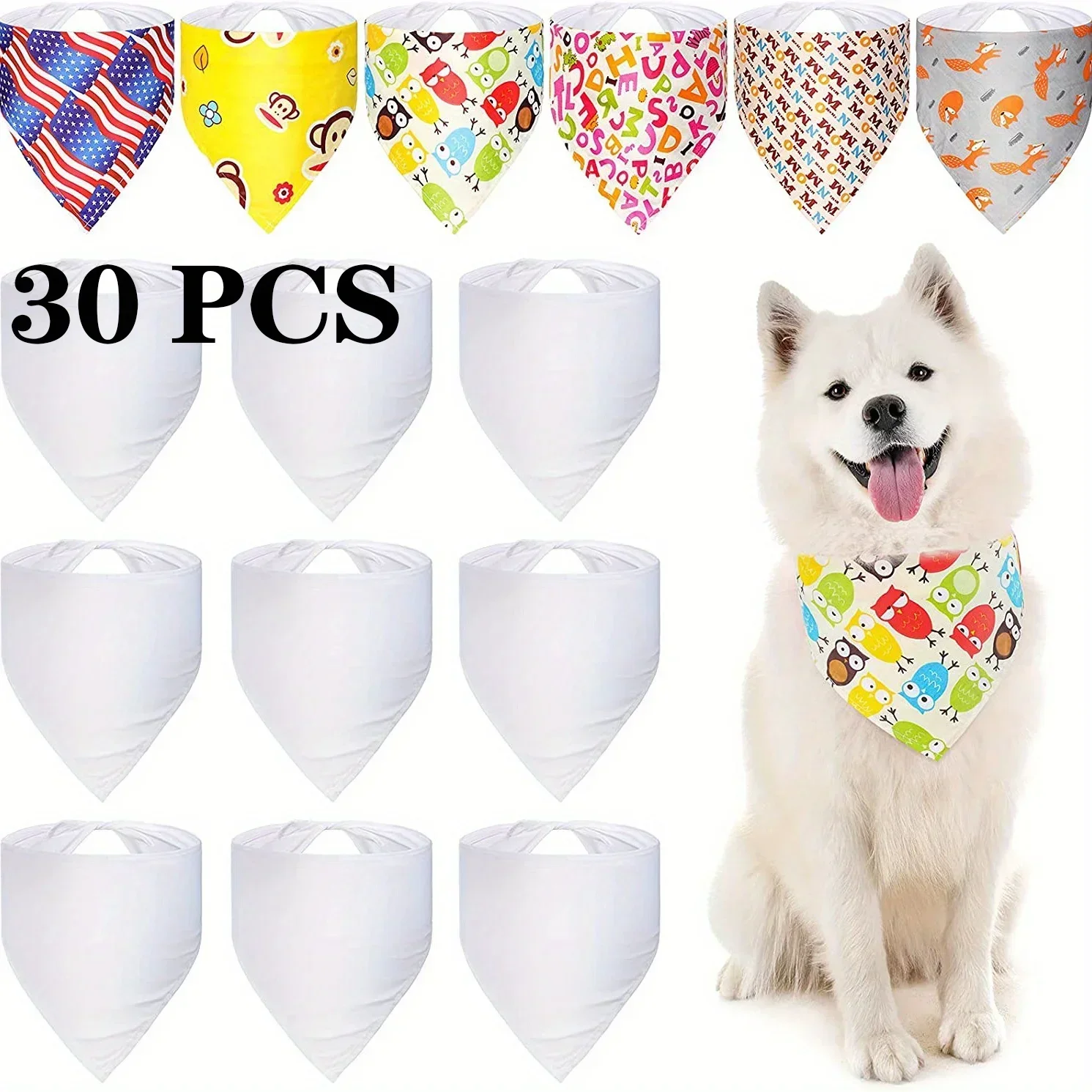 30 pañuelos blancos de poliést - Bandana Blank White reseña y precio